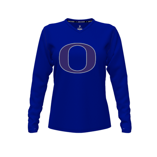 [CUS-DFW-TEES-CMF-VNK-LSL-RYL-FYXS-LOGO1] Comfort T-Shirt (Female Youth XS, Royal, V Neck, Logo 1, Long Sleeve)