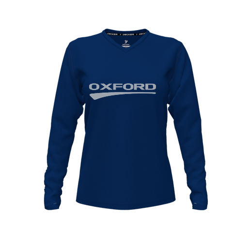 [CUS-DFW-TEES-PER-VNK-LSL-NVY-FYXS-LOGO2] Performance T-Shirt (Female Youth XS, Navy, V Neck, Logo 2, Long Sleeve)