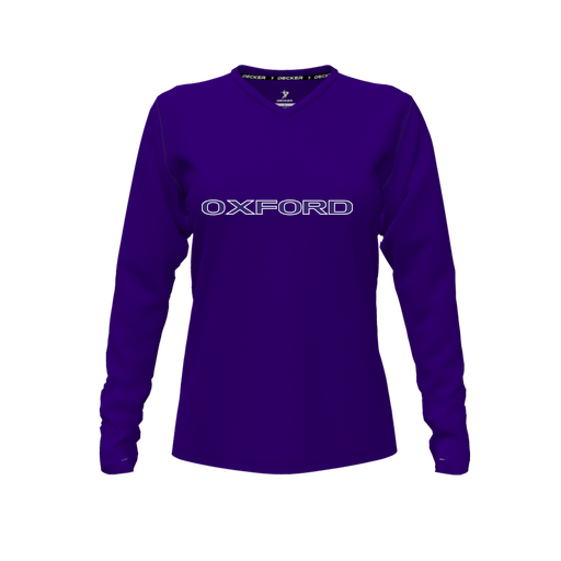 [FTLVPTPP-FYXS-LOGO3] Decker Performance T-Shirt (Female Youth XS, Purple, V Neck, Logo 3, Long Sleeve)