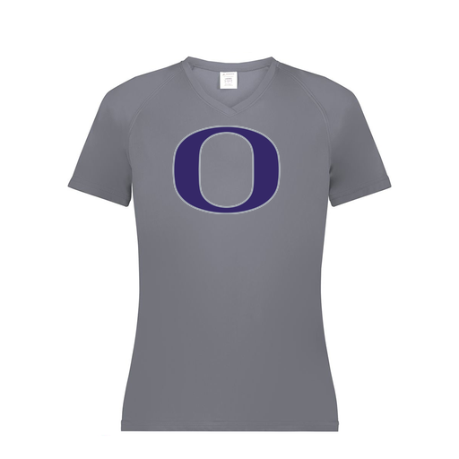 [2792.059.XS-LOGO1] Ladies Smooth Sport V-Neck T-Shirt (Female Adult XS, Gray, Logo 1)