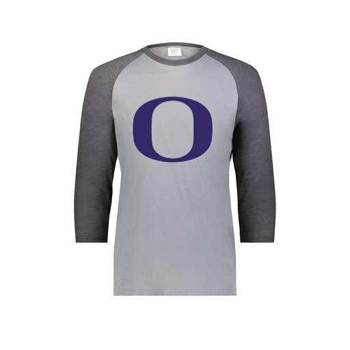 [6879.30V.S-LOGO1] Men's Vintage 3/4 Sleeve T-Shirt (Adult S, Gray, Logo 1)
