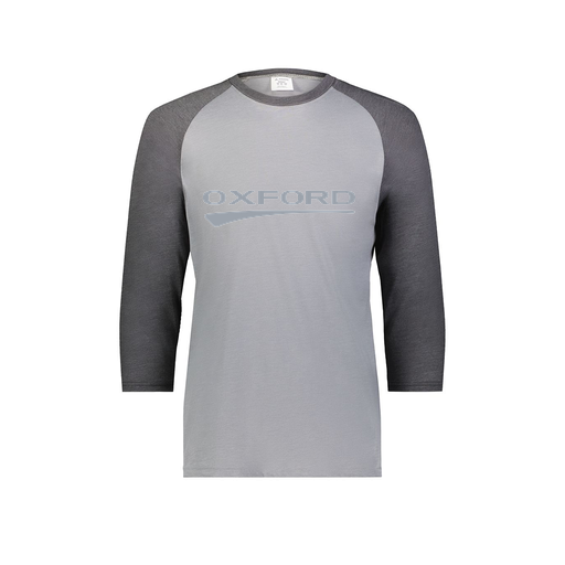 [6879.30V.S-LOGO2] Men's Vintage 3/4 Sleeve T-Shirt (Adult S, Gray, Logo 2)