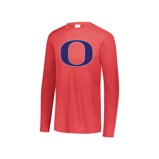 [FTLCUBRD-YS-LOGO1] Decker Youth Tri-Blend T-Shirt - Long Sleeve (Youth S, Red, Logo 1)