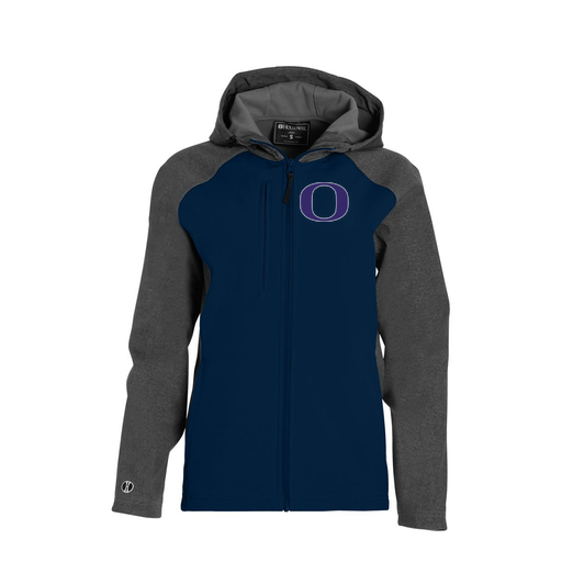 [229357.H03.XS-LOGO1] Soft Shell Full Zip Jacket - Womens (Female Adult XS, Navy, Logo 1)