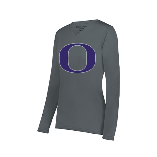 [222824.059.S-LOGO1] Ladies LS Smooth Sport Shirt (Female Adult S, Gray, Logo 1)